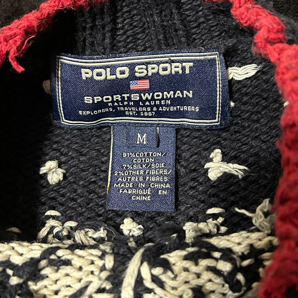 87 Vtg Ralph Lauren Polo Navy American Flag Sweater - Picture 2 of 7